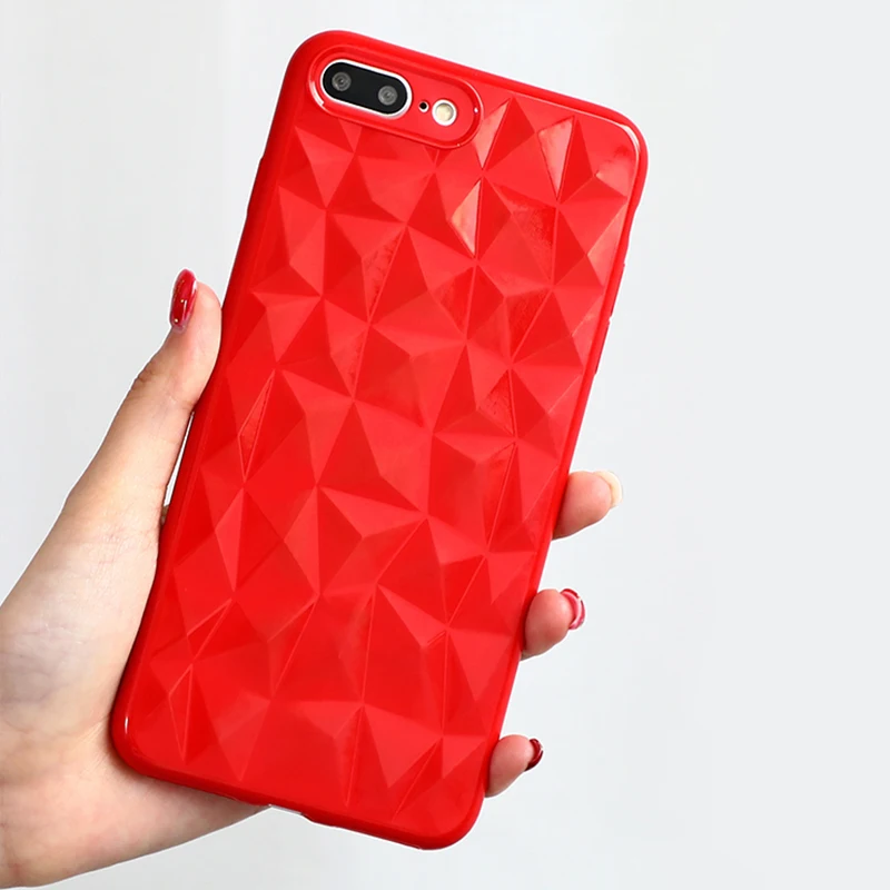 Ультра тонкий прозрачный чехол для iPhone 7 Plus противоударный бампер 3D Алмазный