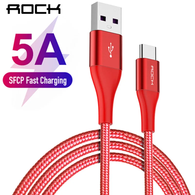 Rock 5A usb type C кабель для huawei P10 P20 Pro 1 м Быстрая зарядка qc 3 0 Usb быстрой зарядки samsung