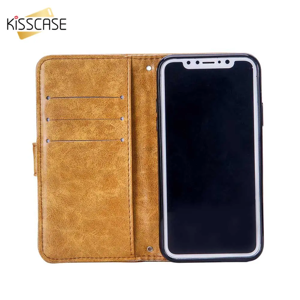KISSCASE бумажник чехол для iPhone 7 8 6 6S Plus X XS винтажные Чехлы кожаных сумок 5 5S SE задняя