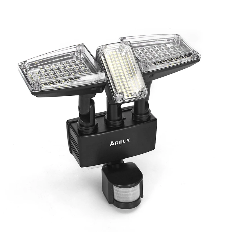 ARILUX 178 LED прожектор PIR датчик движения Три головки Солнечная лампа открытый сад