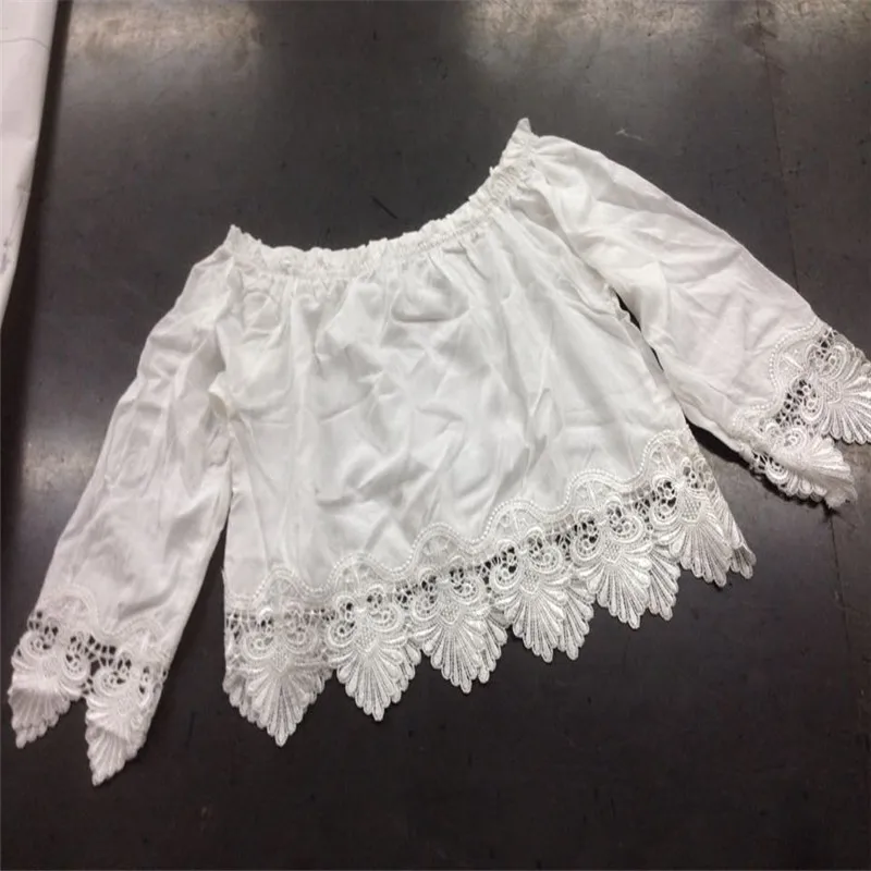Boho женские летние футболки белые кружевные вязаные крючком Свободные