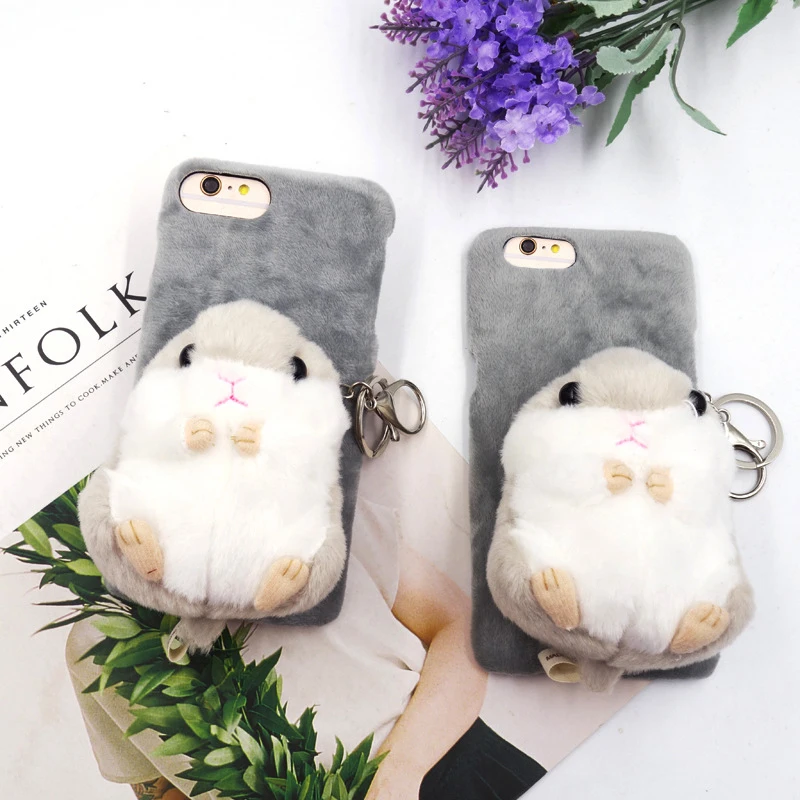 Pushingbest High Quality Cute Plush Doll Hamster Phone Case for iphone X with Dirt-resistant Soft Shell iphone8 Plus | Мобильные