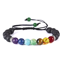 fashion classic chakra lava beads chain bracelets for women men handmade woven rope yoga charm friendship adjustable jewelry