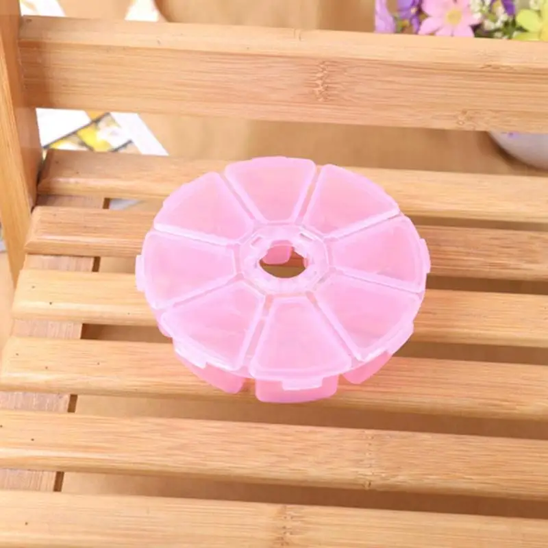 

8 Grid Plastic Storage Box Jewelry Beads Container Pills Box Small Objects Organizer Round Clear Storage Box
