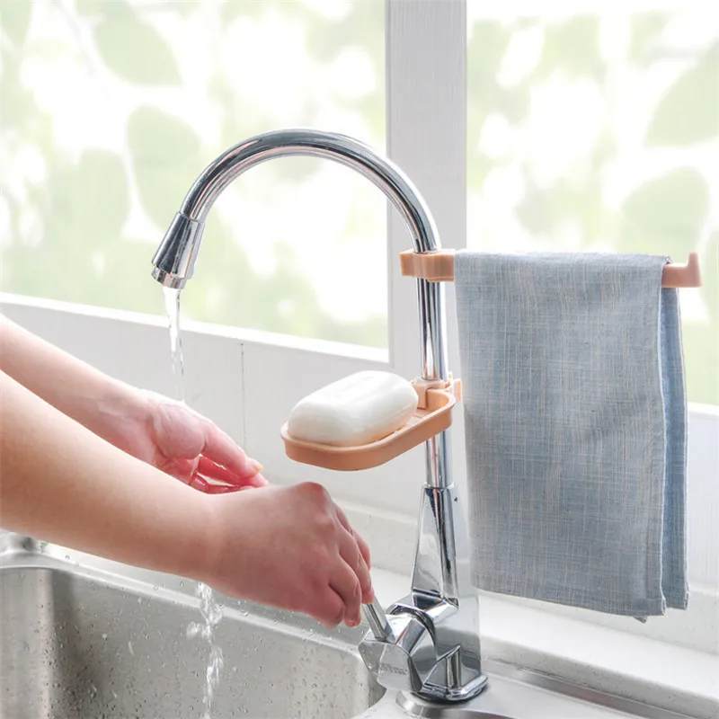 2pcs/set Gadgets Faucet Drain Rack Adjusting Basket Accesorios De Cocina Sink Sponge Kitchen Accessories-S |