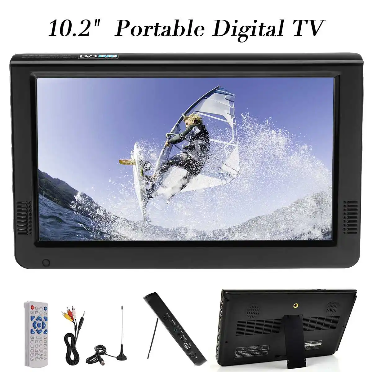 10 2 дюймовый 1080P PVR 12V Портативный DVB T/DVB T2 TFT LED HD TV телевизор цифровой аналоговый