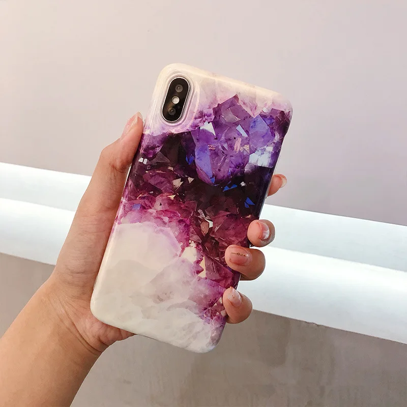 XINDIMAN фиолетовые Чехлы для iphone X чехол Аметист силиконовый 6 6s 6plus Мягкий ТПУ 7 capa 7plus