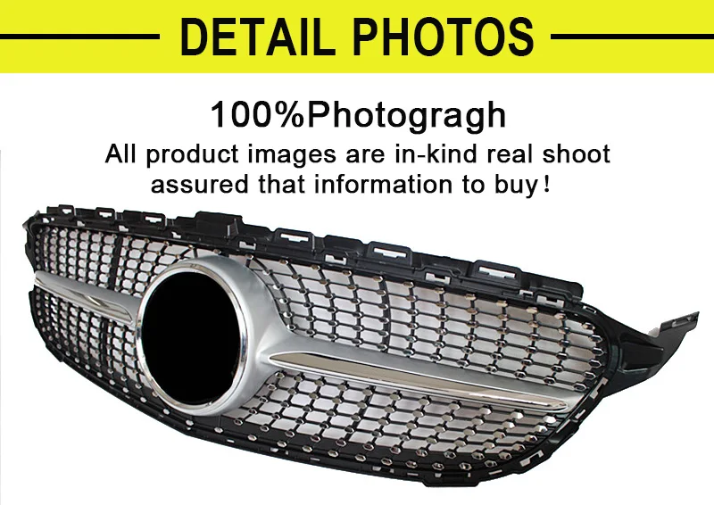 W205 Grills Grill подходит для c класса Sport C200 C250 C300 ABS Silver без знака Решетка переднего