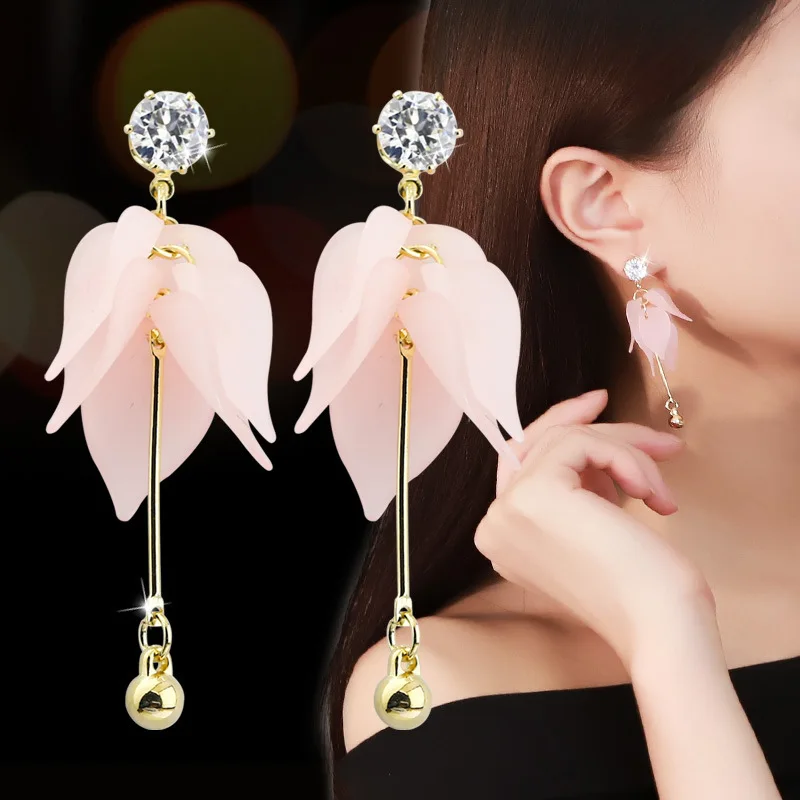 Aretes De Mujer Modernos 2018 свежий летний цветок серьги смолы лист лезвие уха ногтей