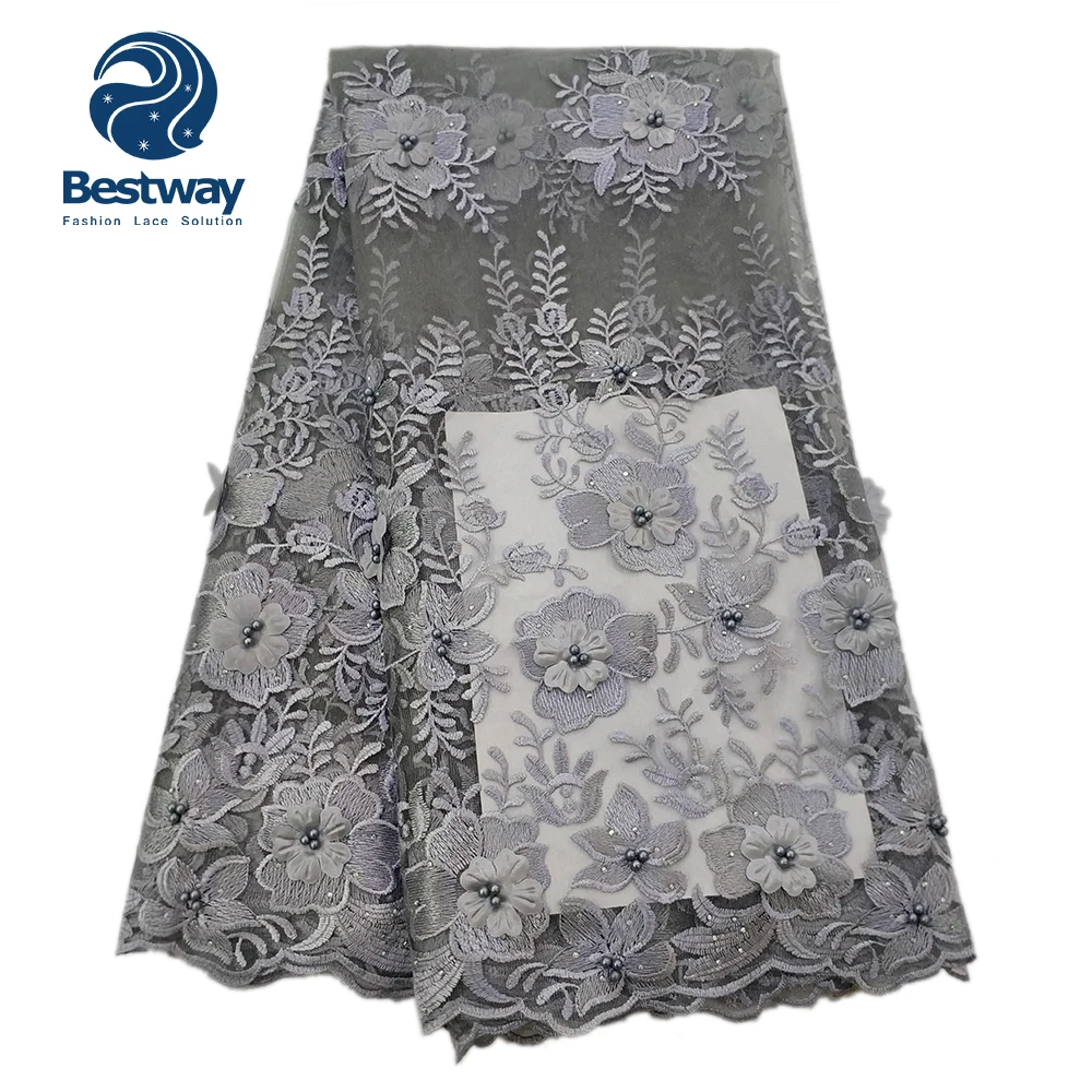 Африканская ткань Bestway французские кружева сетчатые вышитые 3D бусины с