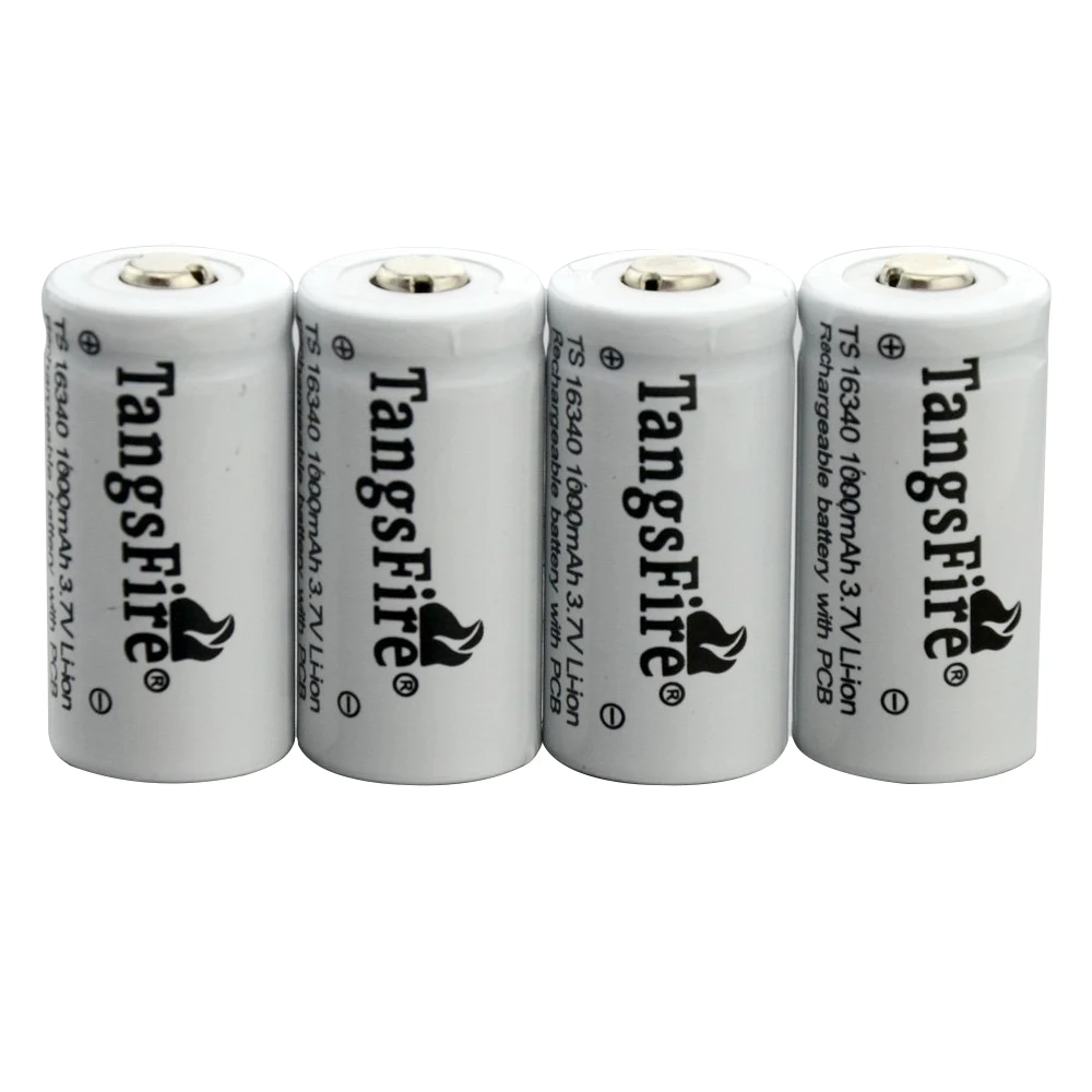 TangsFire 4 шт 16340 CR123A 3 7 v 1000MHA литий ионный аккумулятор белый|Перезаряжаемые батареи| |