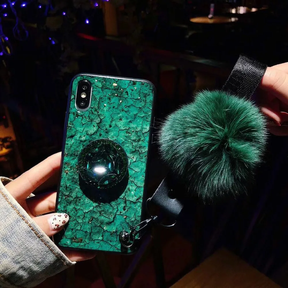 Горячая Алмазная цепочка помпон меховой шар чехол Капа для Samsung Galaxy Note 9 8 S8 S9 S10 Plus
