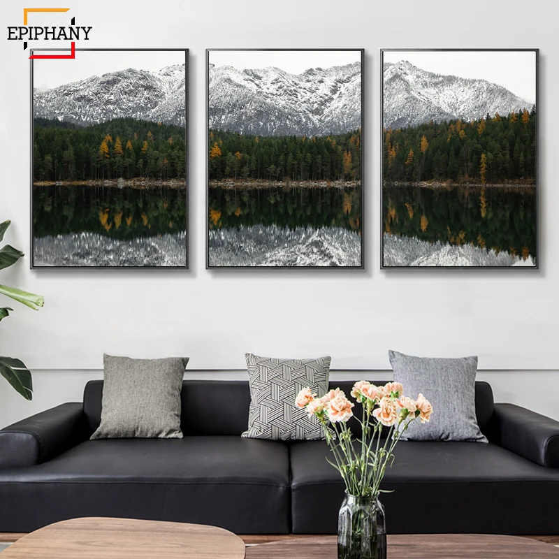 

Scandinavia Lake Print Reflection Landscape Canvas Paintings Posters and Prints Wall Art Pictures Living Room Home Office Decor