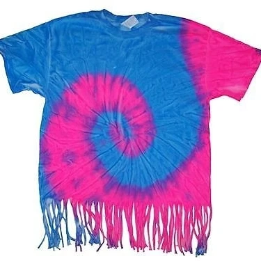 LG розовый и синий Вихрь бахромой женские тай окрашенных футболка хиппи tie die # F04