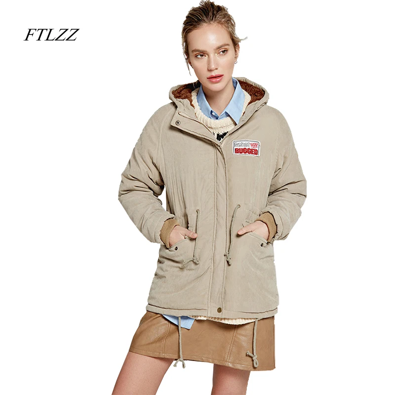 FTLZZ 2019 новые парки женские зимние пальто утолщение хлопок женская зимняя куртка