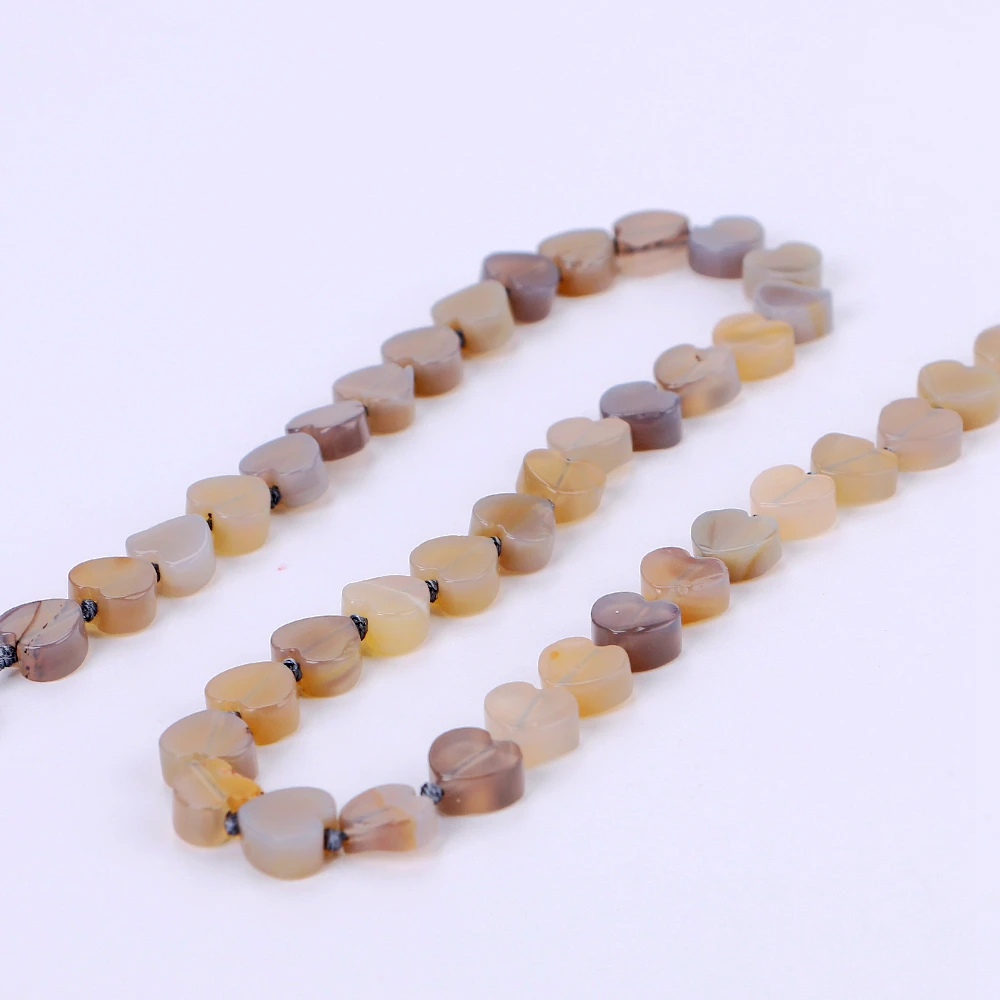 Jewnou серое ожерелье из агата Нефритовое сердце натуральный камень с кристаллами