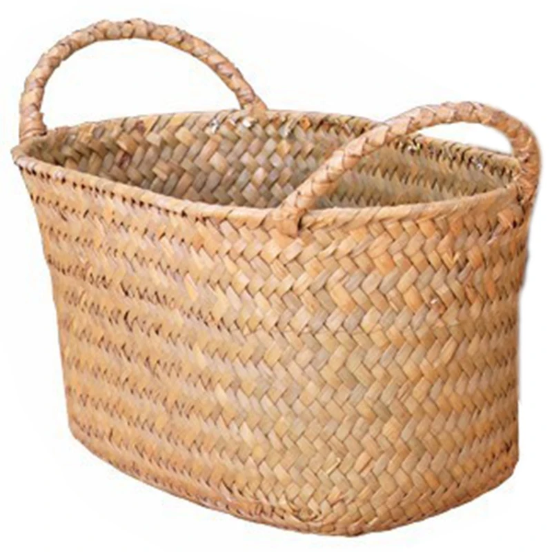 

Hot Wicker Weaving Storage Basket for Kitchen Handmade Fruit Dish Rattan Picnic Food Bread Loaf Sundries Neatening Container C