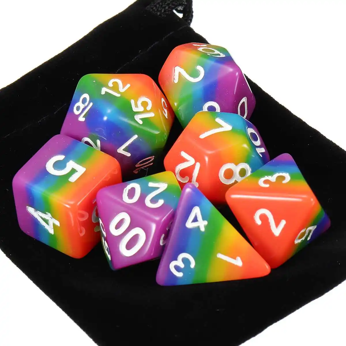 7 шт d & набор D4 D6 D8 D10 % D12 D20 радужные многогранные кости Rpg кубик для настольной игры