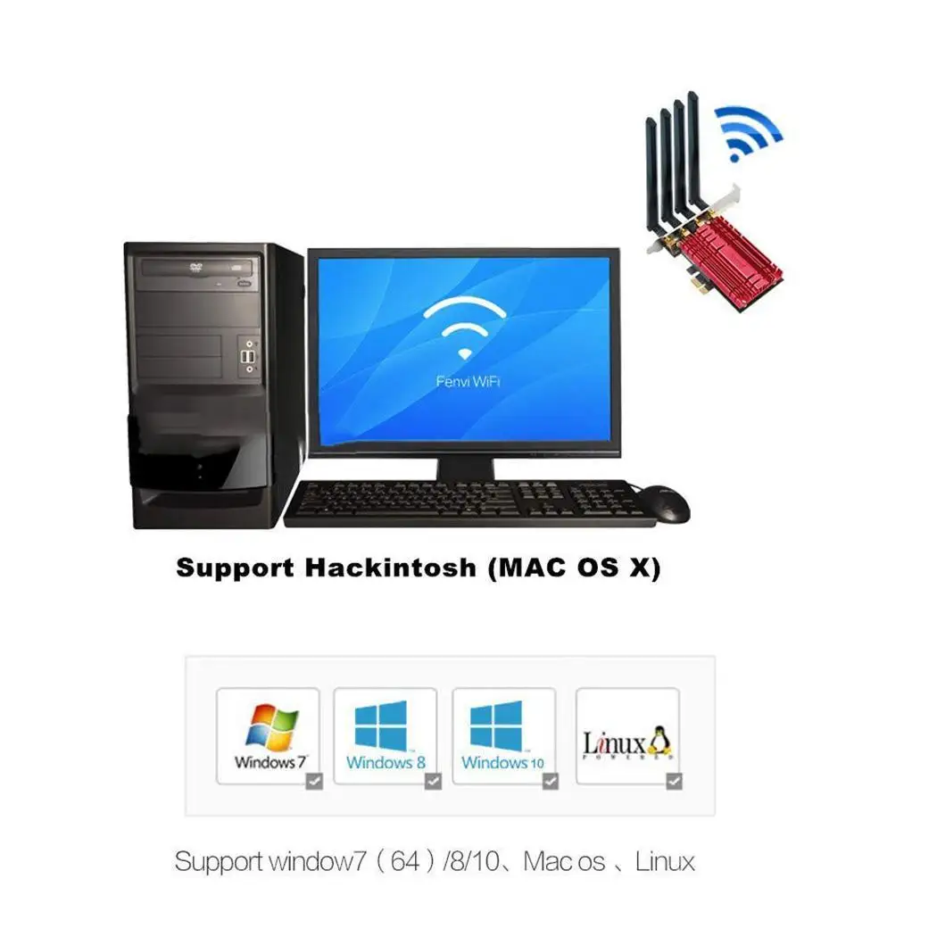 1900 Мбит/с PCI Express беспроводной WiFi адаптер Простая установка настольная сеть 4 5dBi