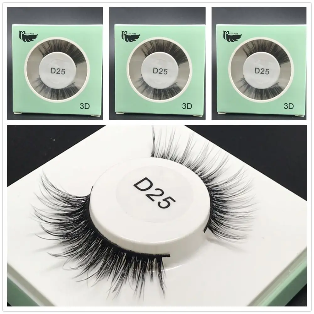 3 пары Miss sexy lash d025 3D норковые накладные ресницы толстые ручной работы макияж набор
