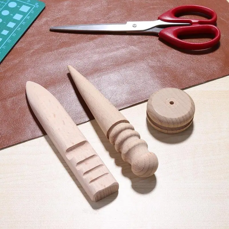 3 шт./компл. DIY кожа ремесленный Круглый/плоский деревянный кромкооблицовочный