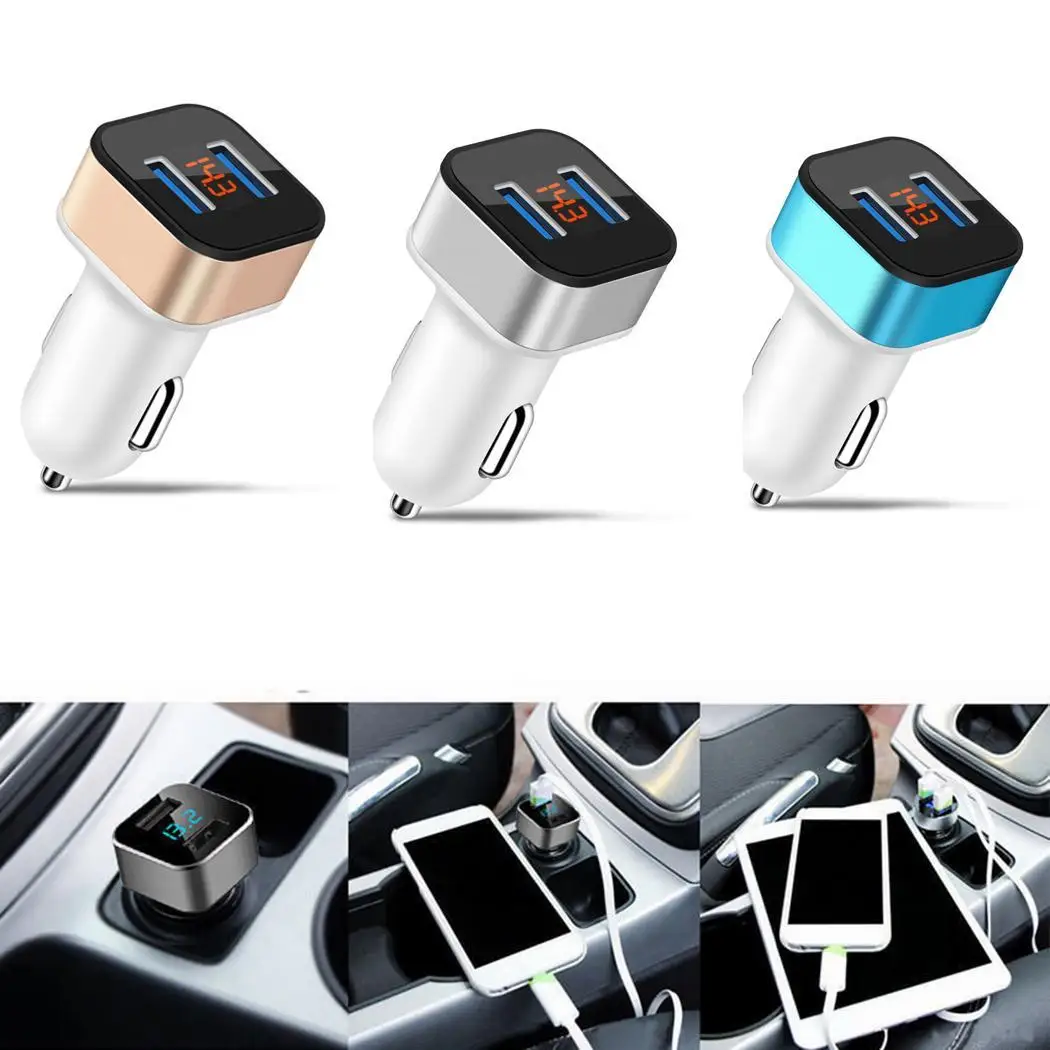 3.1A двойной USB быстрая зарядка автомобильное зарядное устройство LCD стильный