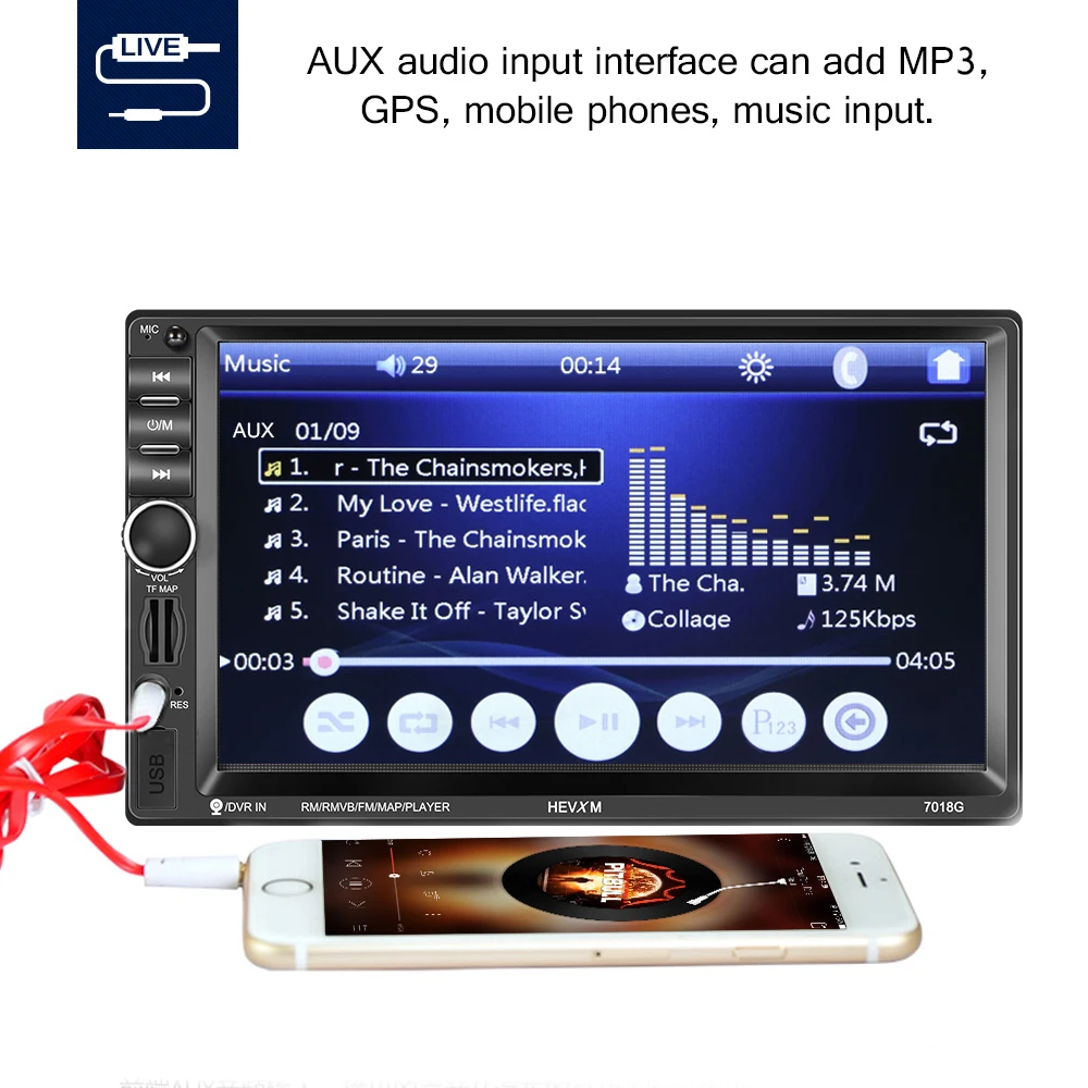 Onever Bluetooth автомобильный стерео цифровой In-Dash 2-Din GPS навигация аудио 7 дюймов с TF USB