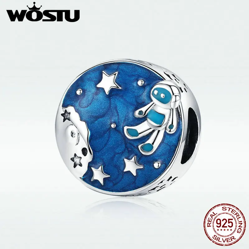 Оригинальная синяя Бусина в виде астронавта WOSTU реальная фотография 100%