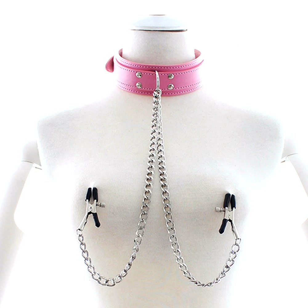 OLO Neck Collar with Nipple Clamps SM Bondage Restraint Adult Games Erotic Toys Sex for Couple Slave PU Leather | Красота и здоровье