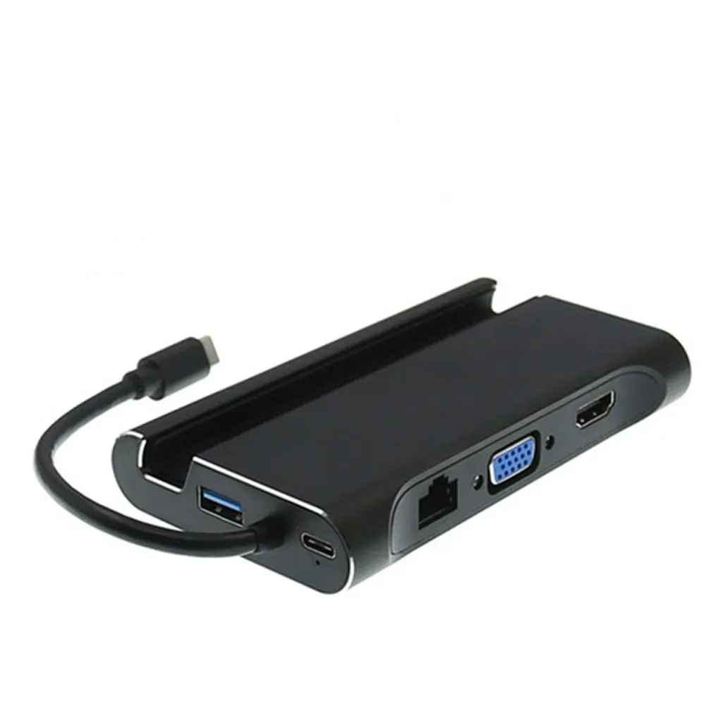 7 в 1 USB-C HDMI VGA Rj45 Ethernet USB 3 0 порт Type C адаптер держатель для телефона концентратор |