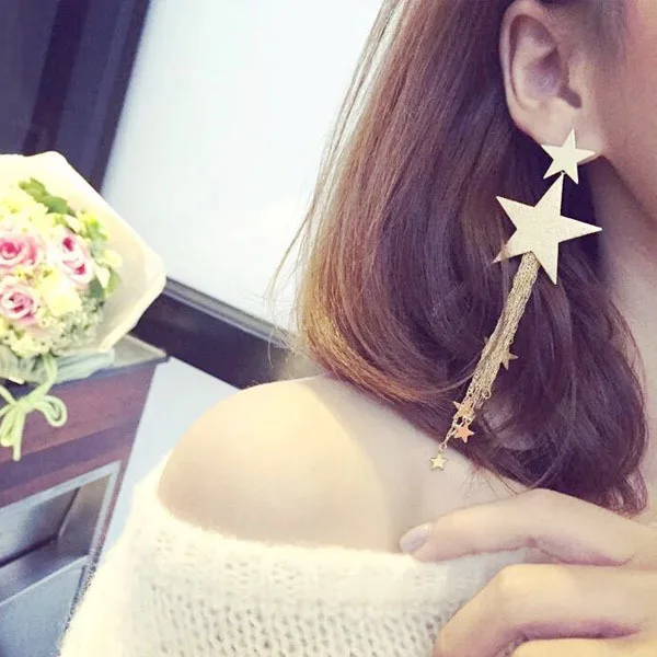 Серьги-кисточки женские Pendientes Mujer Moda 2018 Золотая Звезда цепочка Висячие корейские