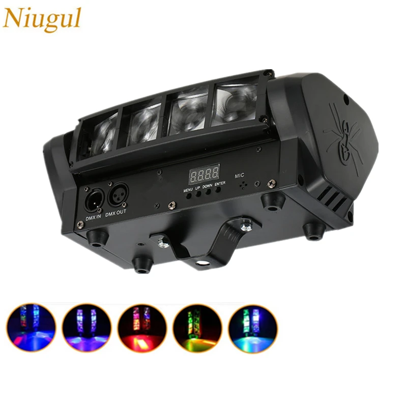 Мини светодиодный 8x10 Вт RGBW Подвижная головка свет Паук DMX512 луч эффект