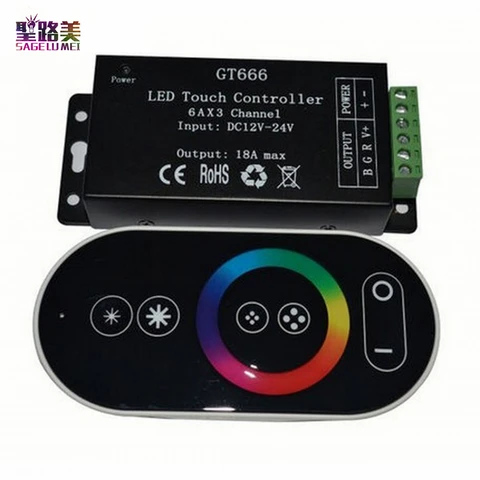 Беспроводной сенсорный контроллер RGB DC12V-24V GT666, 6 каналов, 18 А, с сенсорной панелью, контроллер RGB для светильник ных лент