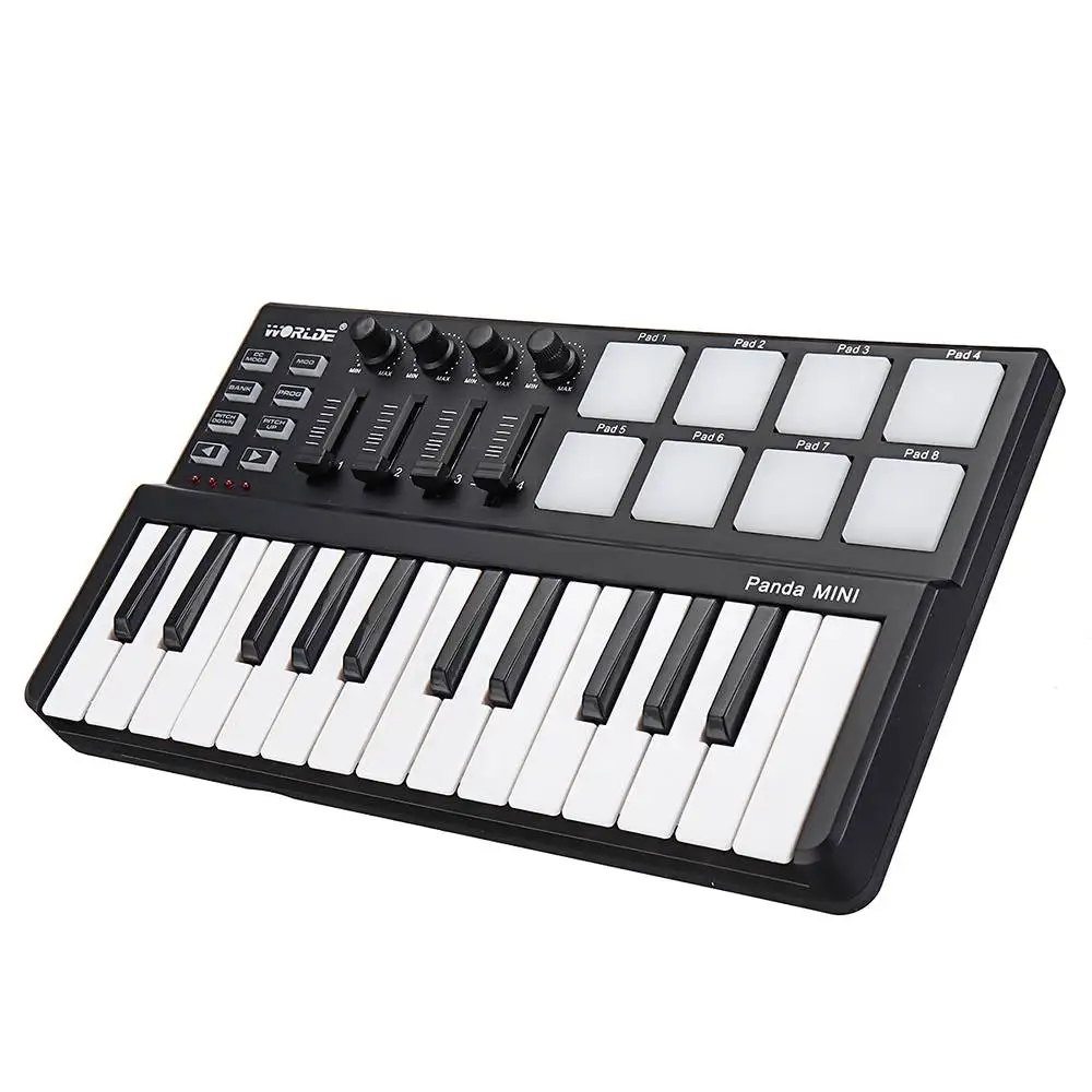 WORLDE Panda 25-клавишная Мини Портативная USB клавиатура барабанная панель и MIDI