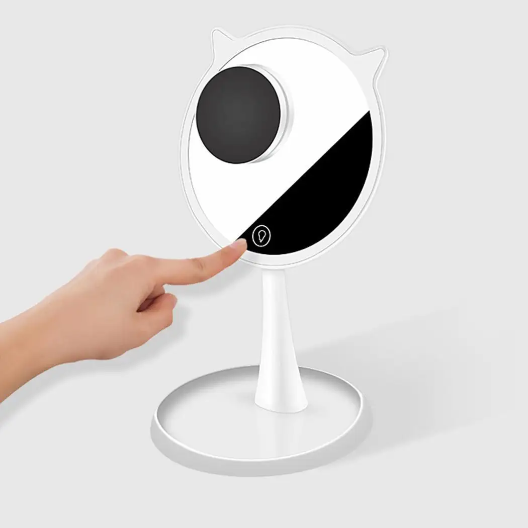 Practical Rechargeable 90 Degree Rotation Cute Makeup About 30 Days Mirror Touch USB 4-5h With Home LED Light | Красота и здоровье