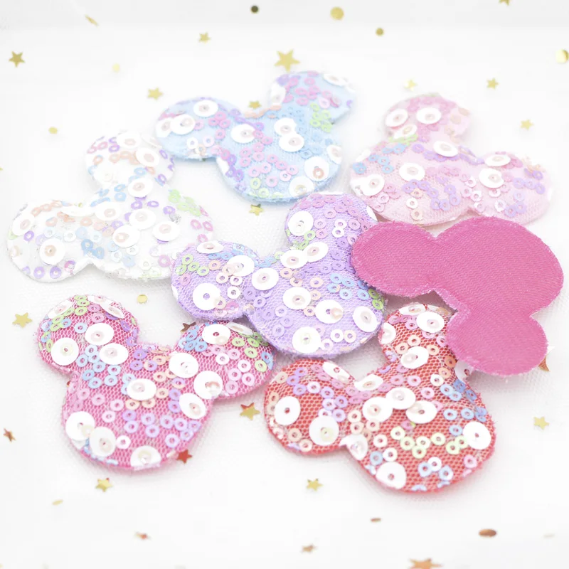 12 шт. 55*45 мм Kawaii аппликация для головы мыши с блестками вышиваемые накладки одежды