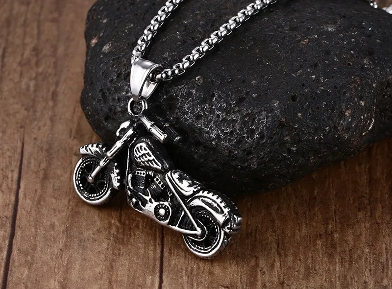 Men's Punk Gothic Ghost Rider Pendants Rock Stainless Steel Motorcycle Motor Bike Necklaces for Male Cool Boy Jewelry | Украшения и