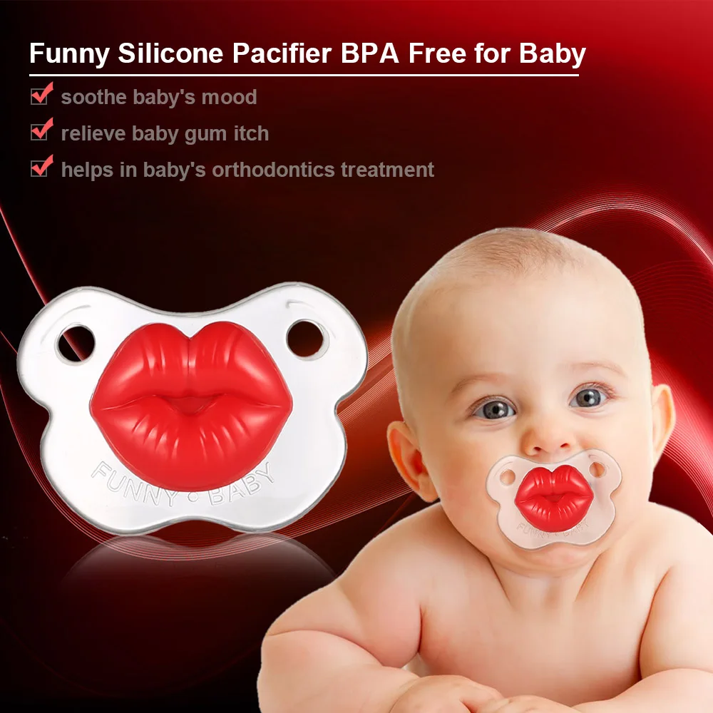 

Funny Kissable Pacifier Food Grade Silicone Pacifier BPA Free for Baby Infant Toddler Newborn