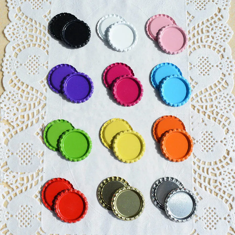 25Pcs Round Inside Colored Bottle Cap 25mm Necklace Jewelry Accessories Flattened Metal DIY Hairbow Crafts handmade tool