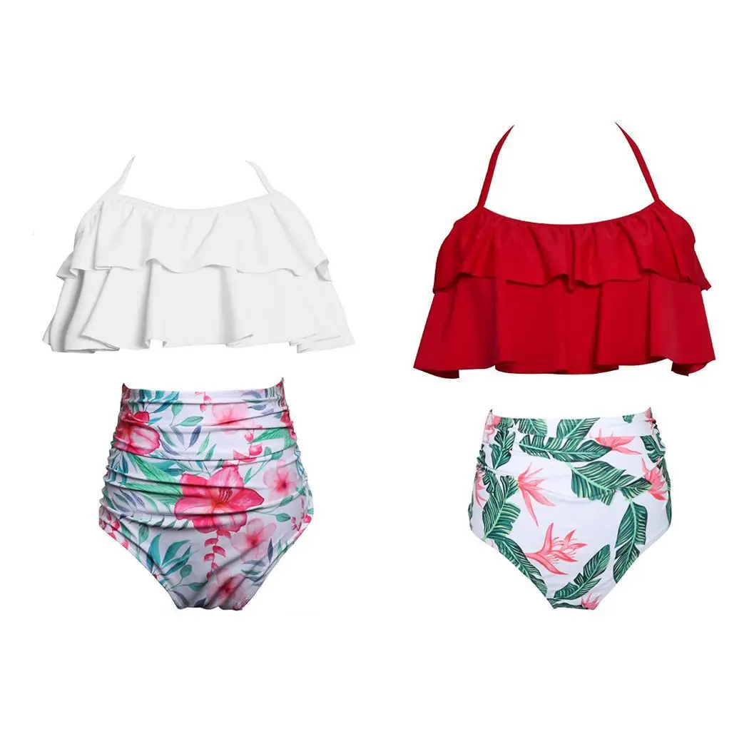 Женские цветочные плиссированные с высокой талией плавательные повседневные