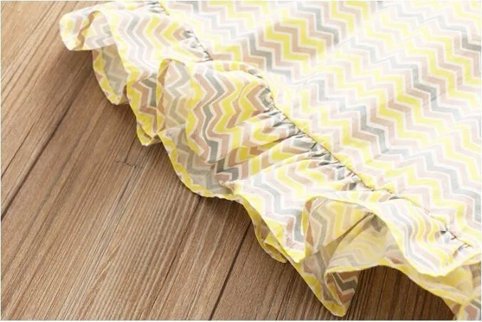 spring girl dress striped cotton yellow long sleeve ruffles baby frock kids dresses for girl's clothing fashion children clothes | Детская