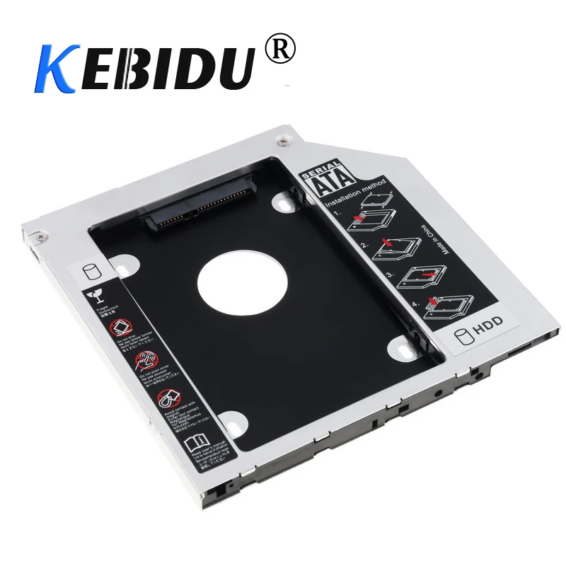 Kebidu 12 7/9 5 мм Алюминиевый металлический материал универсальный 2-й HDD Caddy SATA для 2
