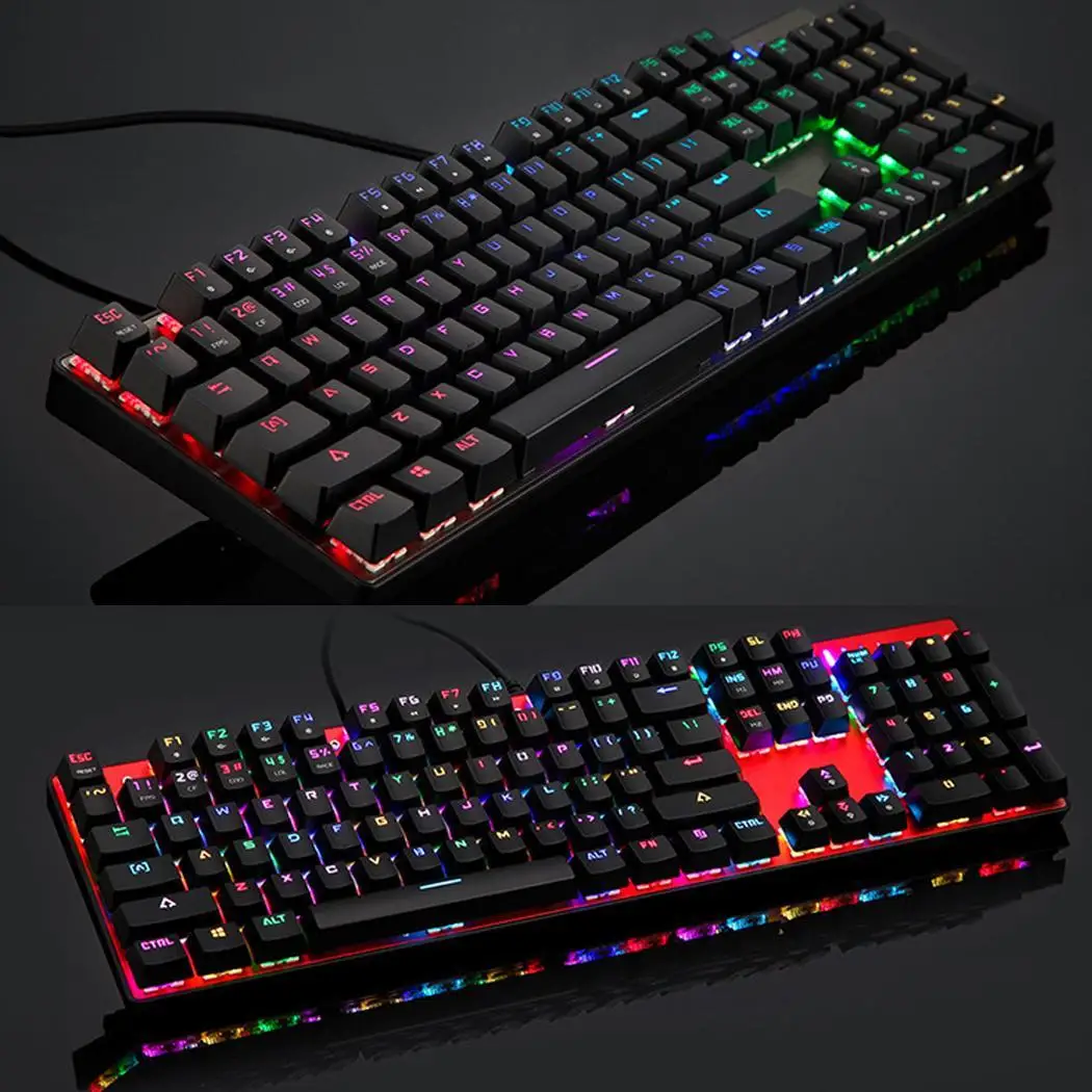 Проводная Механическая клавиатура 104 клавиши настоящий RGB синий переключатель
