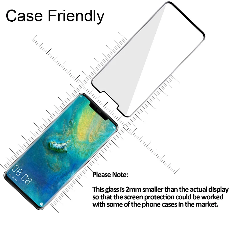 Закаленное стекло с полным клеем для Huawei Mate 20 Pro 9H HD клейкая защита экрана