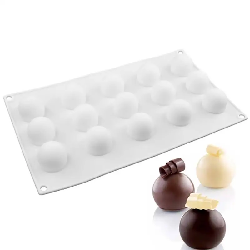 

3D Silicone Molds Mini Truffle 15 Hole Round Ball Shaped Baking Moulds Cake Mold for Dessert Muffin Brownie Pudding Jelly