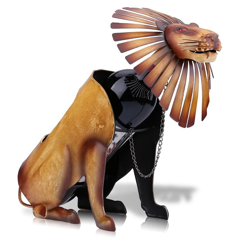 Держатель для вина со львом современный металлический винный шкаф скульптура