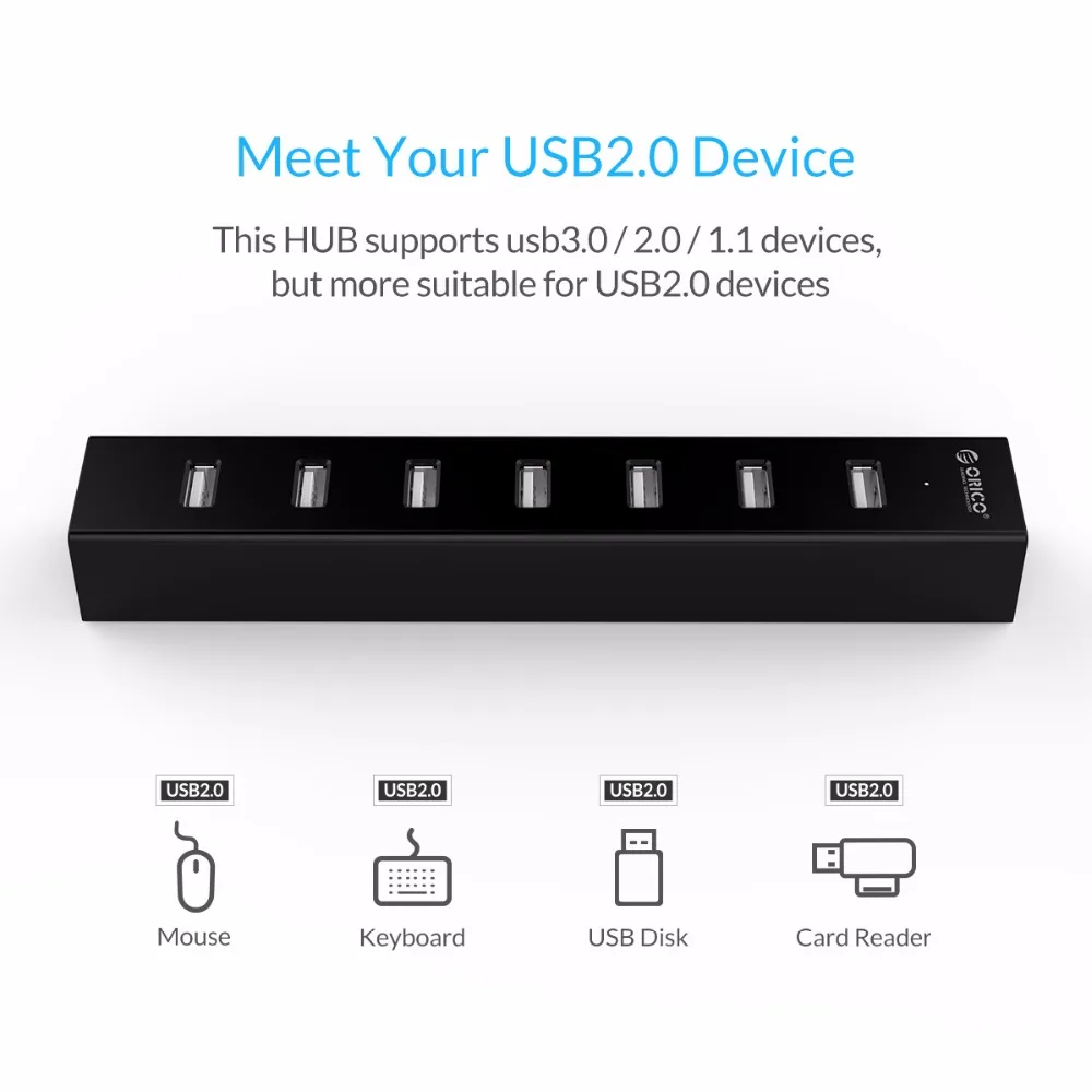 ORICO usb хаб Мульти 7 портов USB 2 0 Разветвитель переключатель с 30 см кабель для