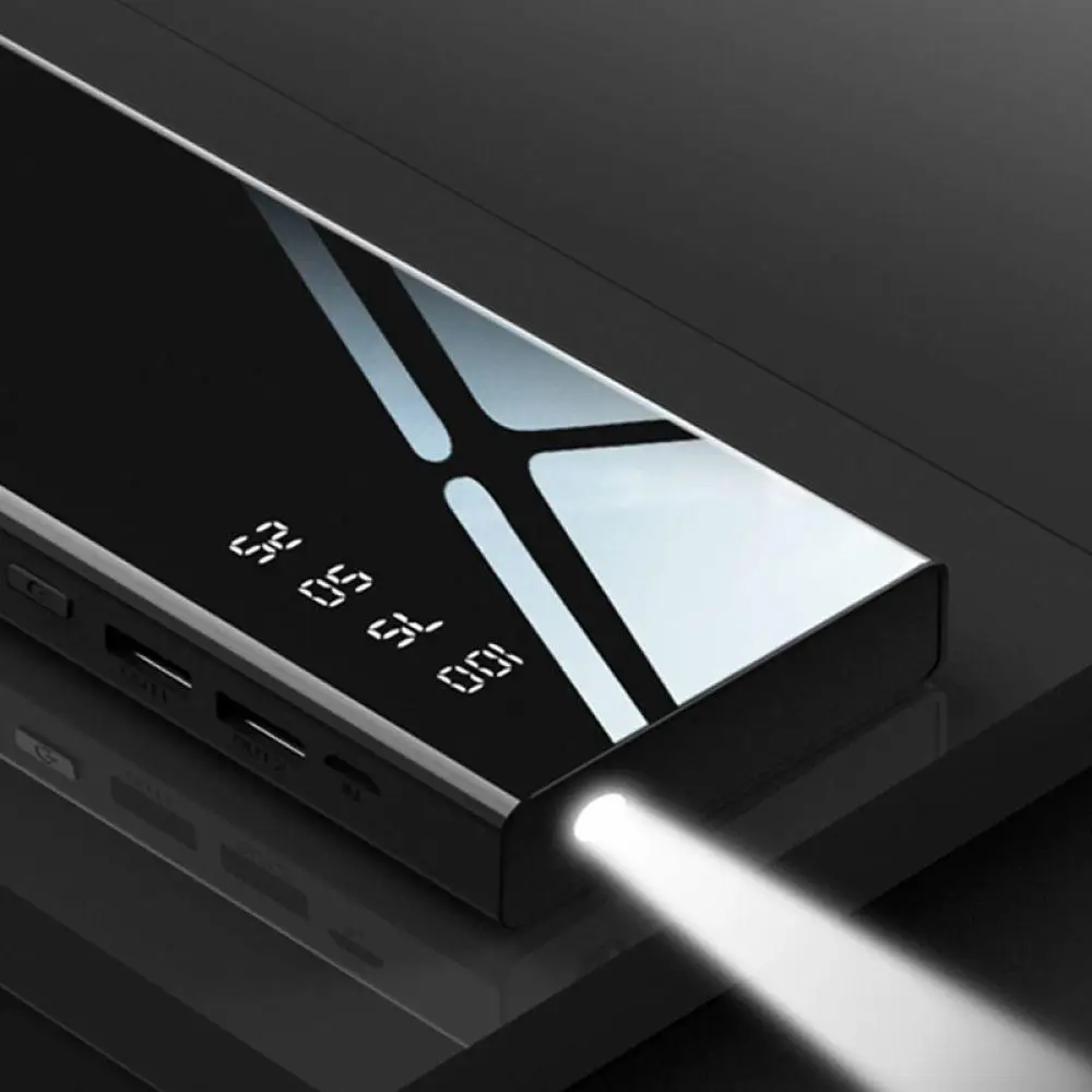 Mi rror 20000 мАч Внешний аккумулятор внешний Двойной USB lcd портативное зарядное