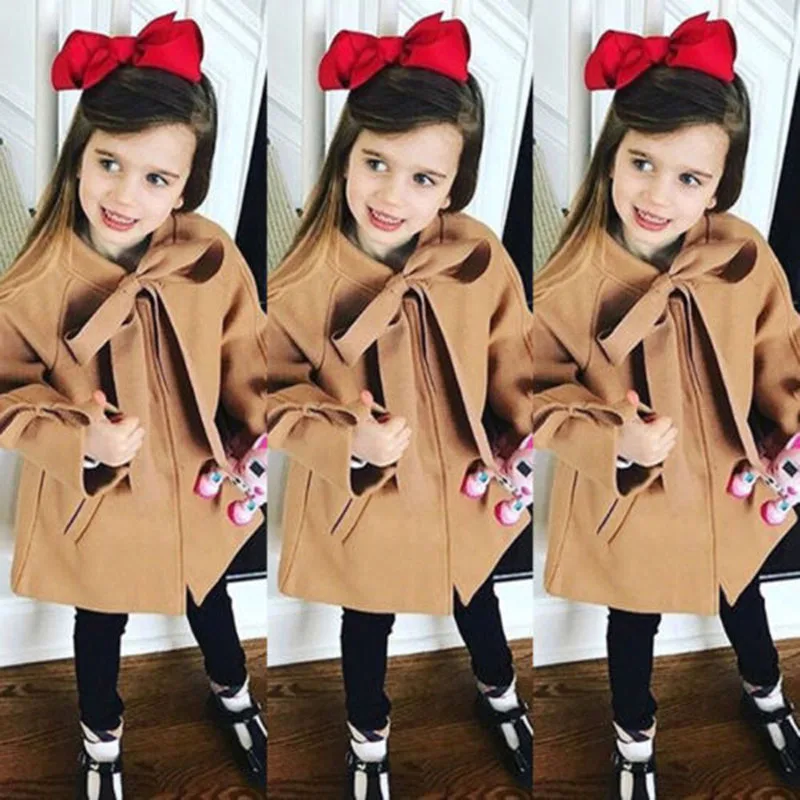 Теплое пальто Pudcoco с бантом для маленьких девочек верхняя одежда Свободные