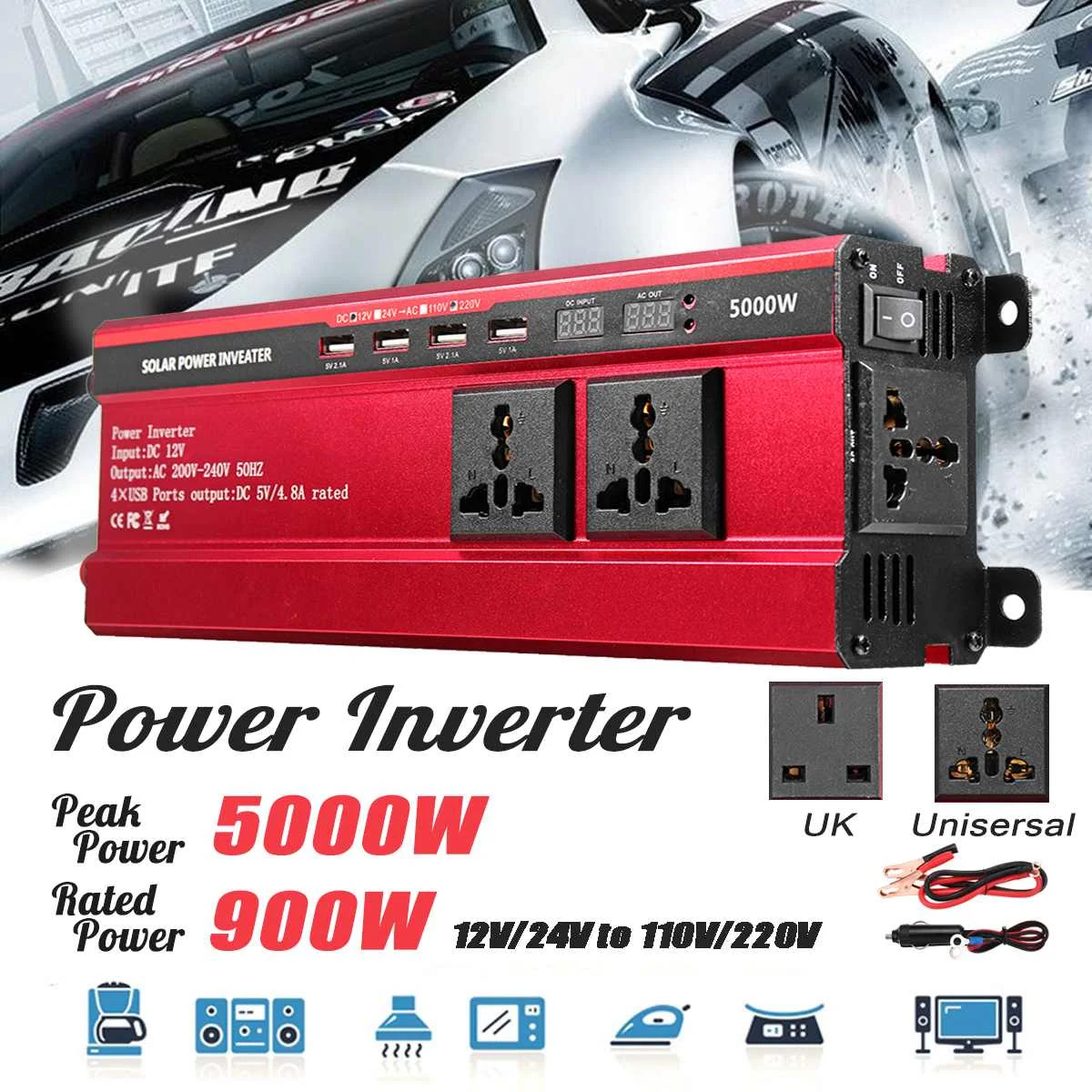 Autoleader 5000 Вт Солнечный Инвертор постоянного тока 12 В/24 В в переменный ток 110 В/220